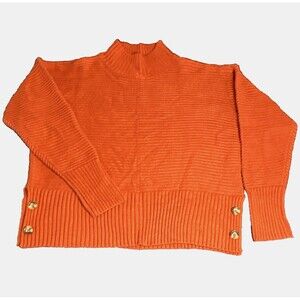 Madison + Hudson Women's XL Mock Neck Rust Orange Side Button Sweater